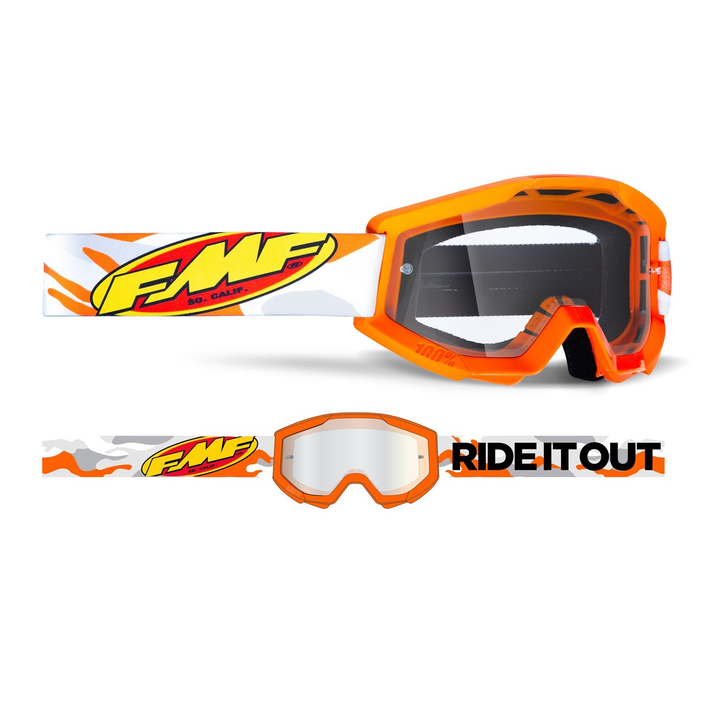 Fmf PowerCore Assault Youth Goggles Gray/Clear Lens OSFM Orange Gray/Clear Lens