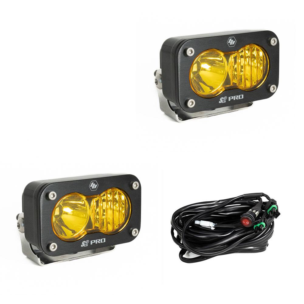BAJA DESIGNS S2 Pro Black LED Auxiliary Light Pod Pair - COMBO AMBER Universal 487813
