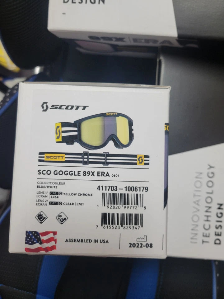 SCOTT 89XI Era MX Offroad Goggles Blue/White w/Yellow Chrome Lens