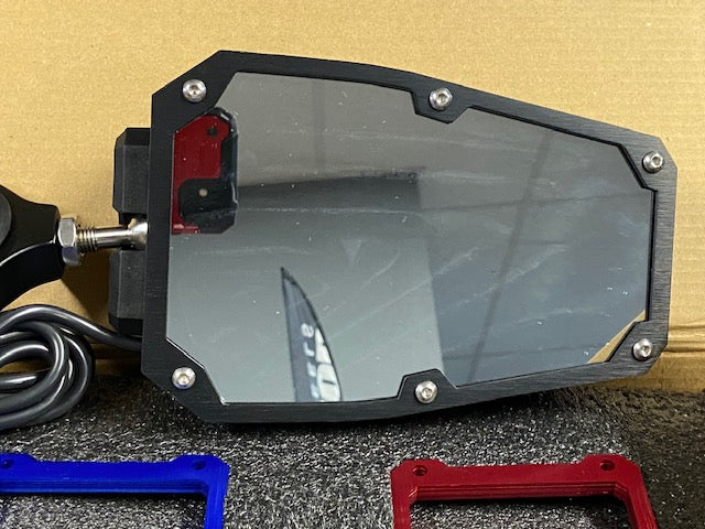 LED UTV MIRRORS W Red and Blue bezels